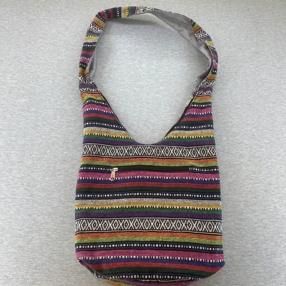 Bohemian Hobo Crossbody Tribal Stripe Shoulder Bag Zip Closure Inside Pocket‎